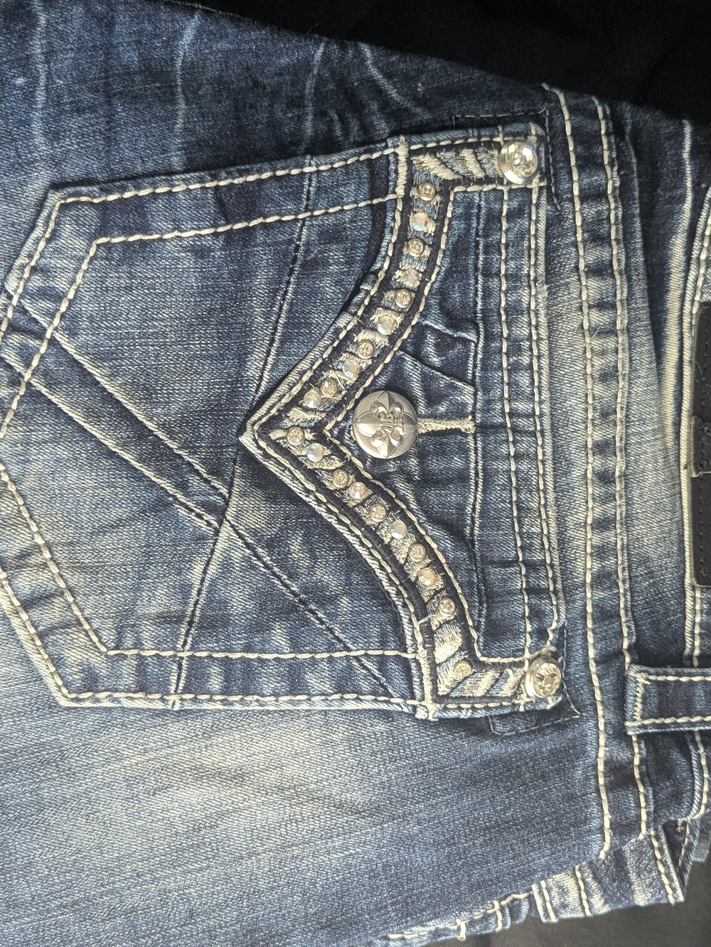 Rock Revival Blue Boot Cut Jeans with Rhinestone Pocket